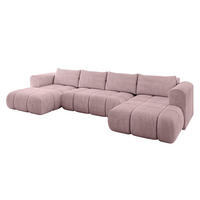 WOHNLANDSCHAFT Ottomane Links CLOUD-U 414x180x40 Rosa Cord - Rosa, Holzwerkstoff/Kunststoff (414/90/180cm) - ALTDECOR