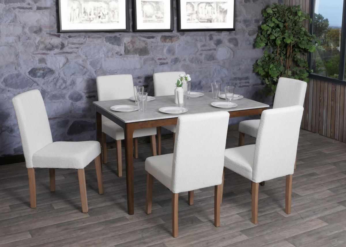 ESSZIMMERSTUHL Cremeweiß 6er-Set - Weiß, Textil (42/90/50cm) - MCW