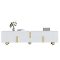 LOWBOARD in Weiß und Naturfarben TV-Schrank mit 4 Türen für Wohnzimmer, B180/T40/H44 cm - Naturfarben/Weiß, Holz/Holzwerkstoff (180/44/40cm) - STILVORA