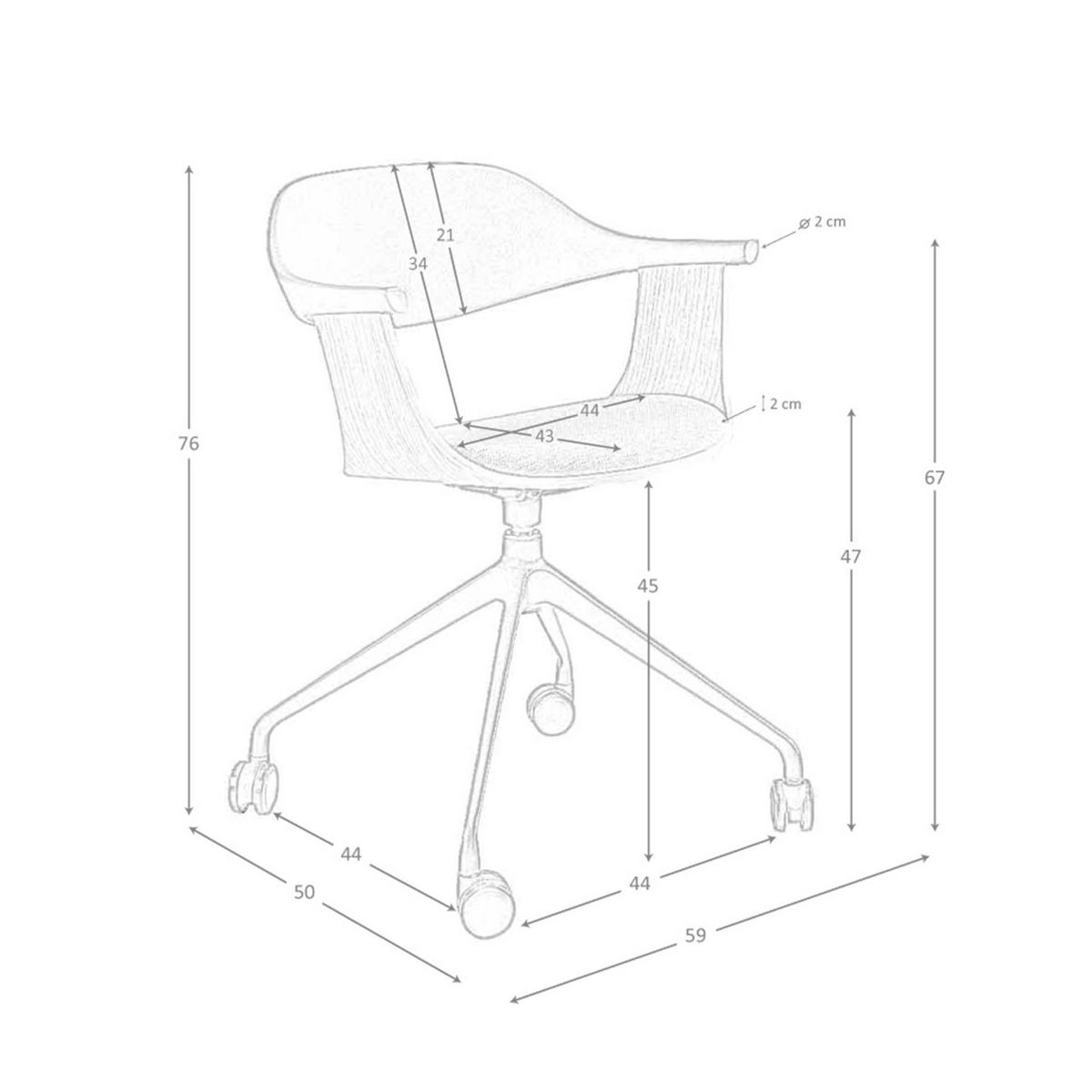 DREHSTUHL Bürodrehstuhl aus hellgrauem Stoff und schwarzem PVC 59/50/76 cm - Honigeiche/Schwarz, Textil (59/76/50cm) - ANGEL CERDA