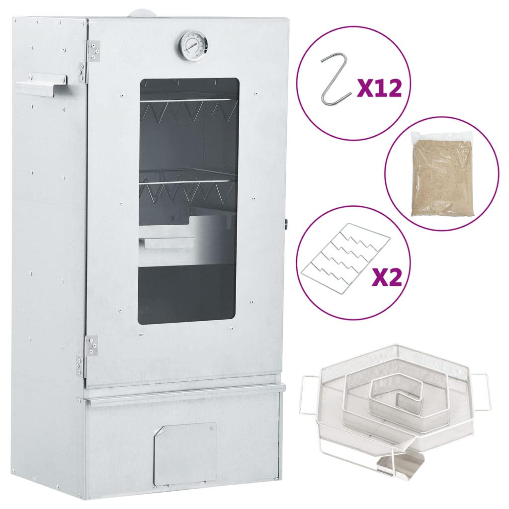 RÄUCHEROFEN Mit Kaltrauchgenerator Verzinkter Stahl - Silberfarben, Metall (44.5/83/29cm) - vidaXL