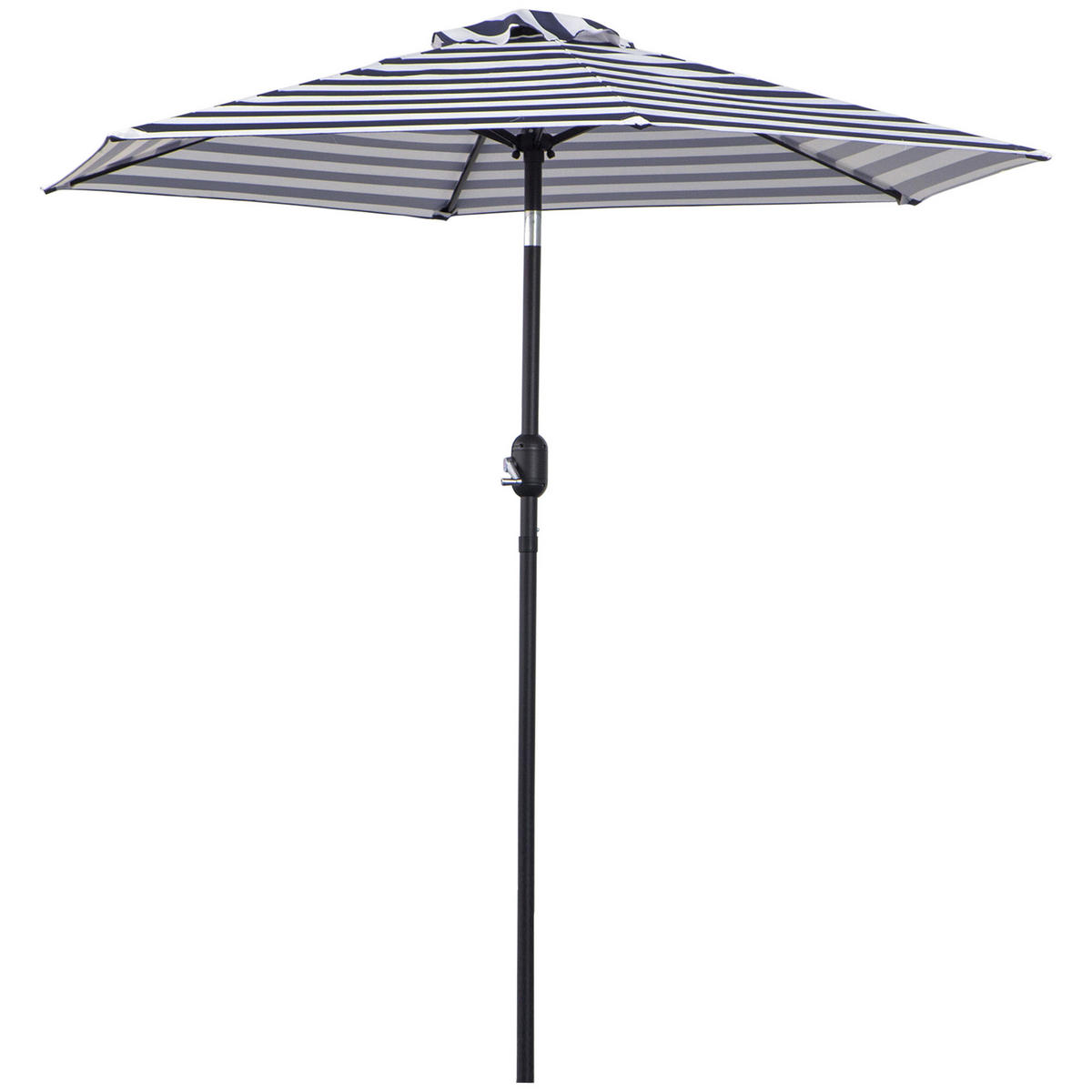 SONNENSCHIRM DE-05558 Winkel verstellbar mit Kurbel Blauer Streifen - Blau/Weiß, Textil/Metall (230/230cm) - ComfortXL