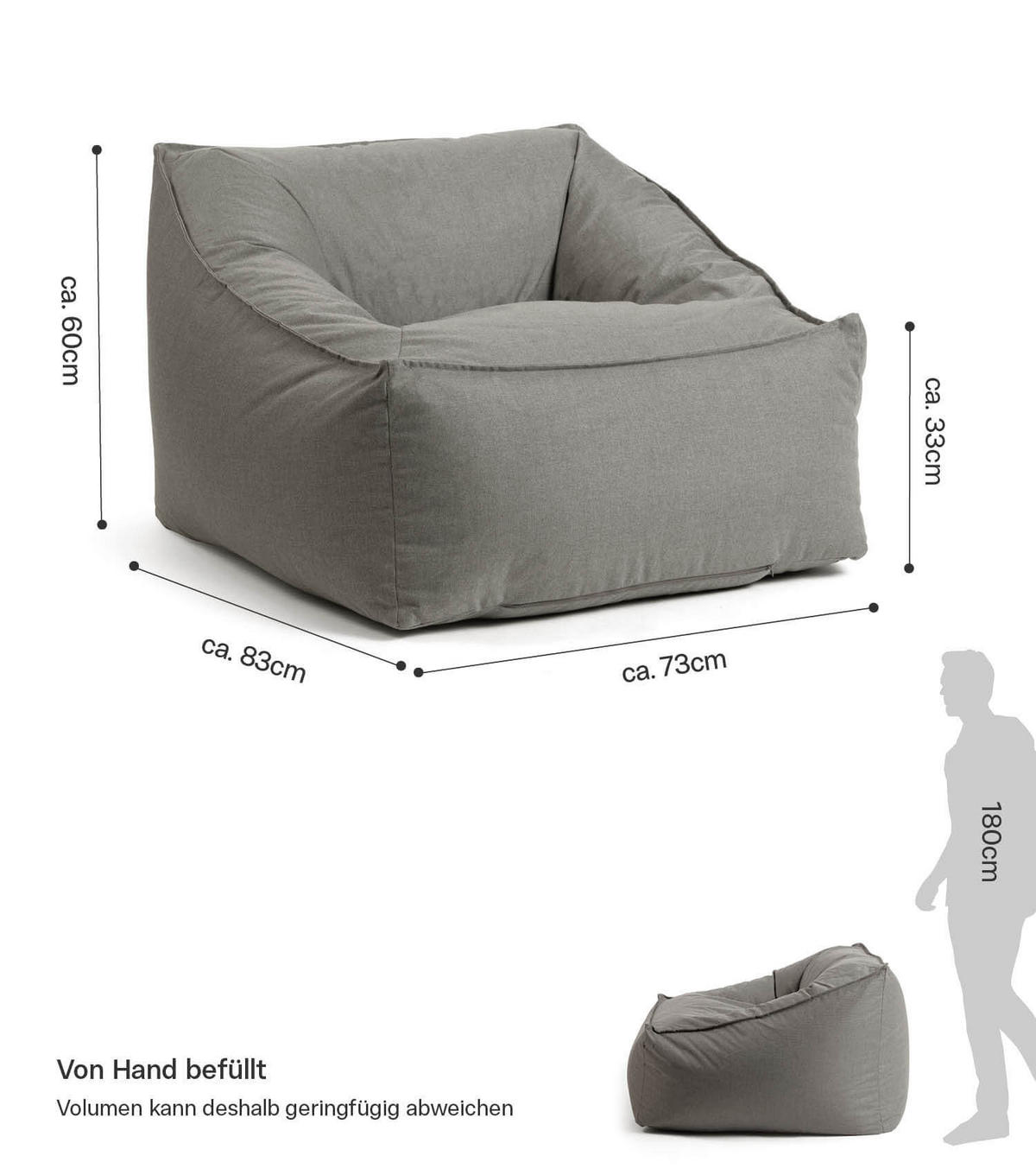 SITZSACK Der Sunnyboy - Dunkelgrau, Textil (80/60/83cm) - Mokebo