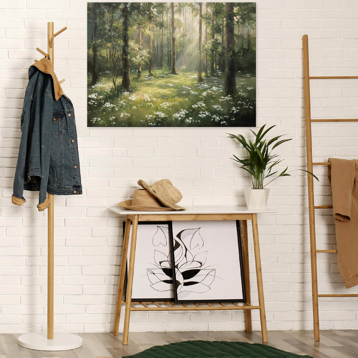 LEINWAND BILDER Wald Natur Grün 100x70 - Multicolor, Holzwerkstoff (100/70cm) - Wallarena