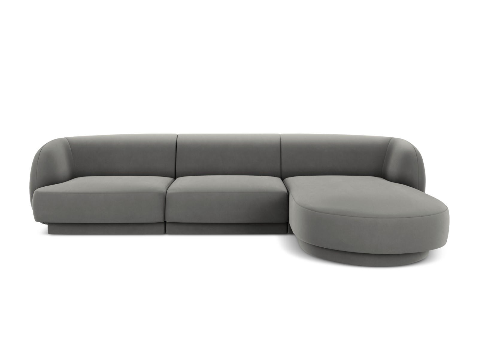 ECKSOFA rechts Miley aus Samt hellgrau 4 Sitzplätze - Hellgrau, Textil (156/255cm) - Micadoni