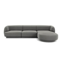 ECKSOFA rechts Miley aus Samt hellgrau 4 Sitzplätze - Hellgrau, Textil (156/255cm) - Micadoni