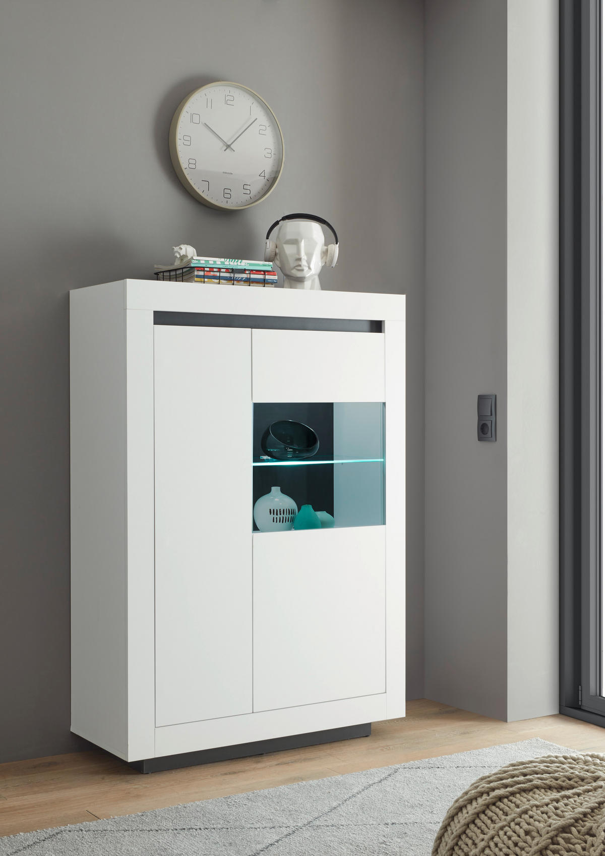VITRINE M11 Weiß 96/136/38 cm - Weiß, Holzwerkstoff (96/136/38cm) - Livojo