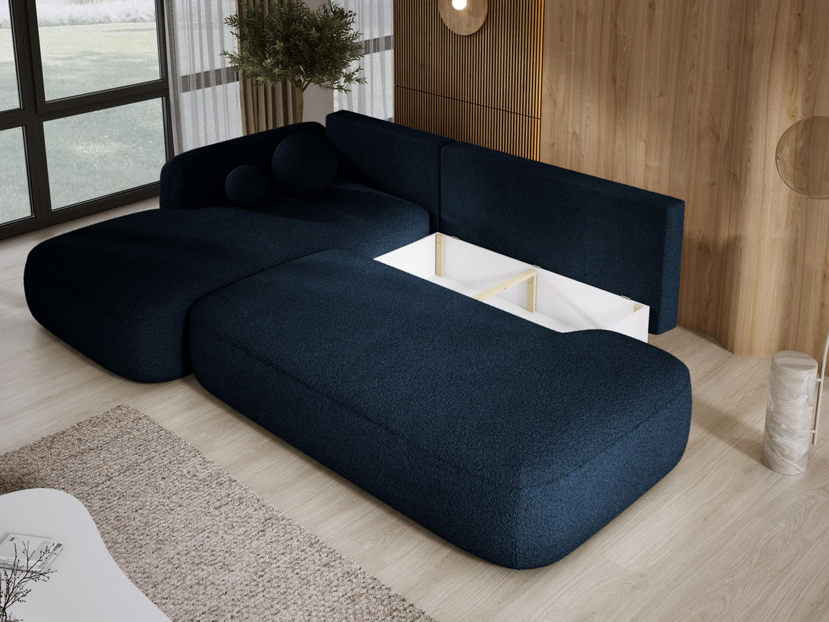 ECKSOFA BABU Mit Bettfunktion – Moderne Polsterecke Für Wohnzimmer Funktionales Schlafsofa Im Stoff NOW OR NEVER, 300x105x60cm, Linke, GRAU - Dunkelgrau, Holz/Textil (190/300cm) - DomoHome