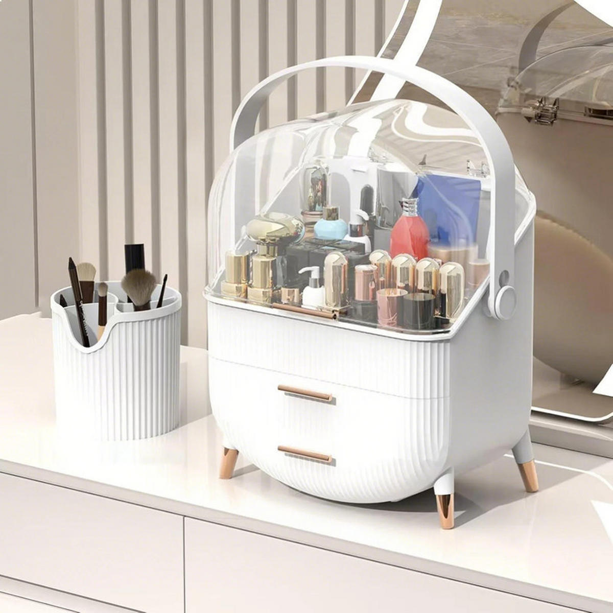 KOSMETIKORGANIZER Carina Ⅲ 26/16/38 cm - Weiß, Kunststoff (16/38/26cm) - Nettlife