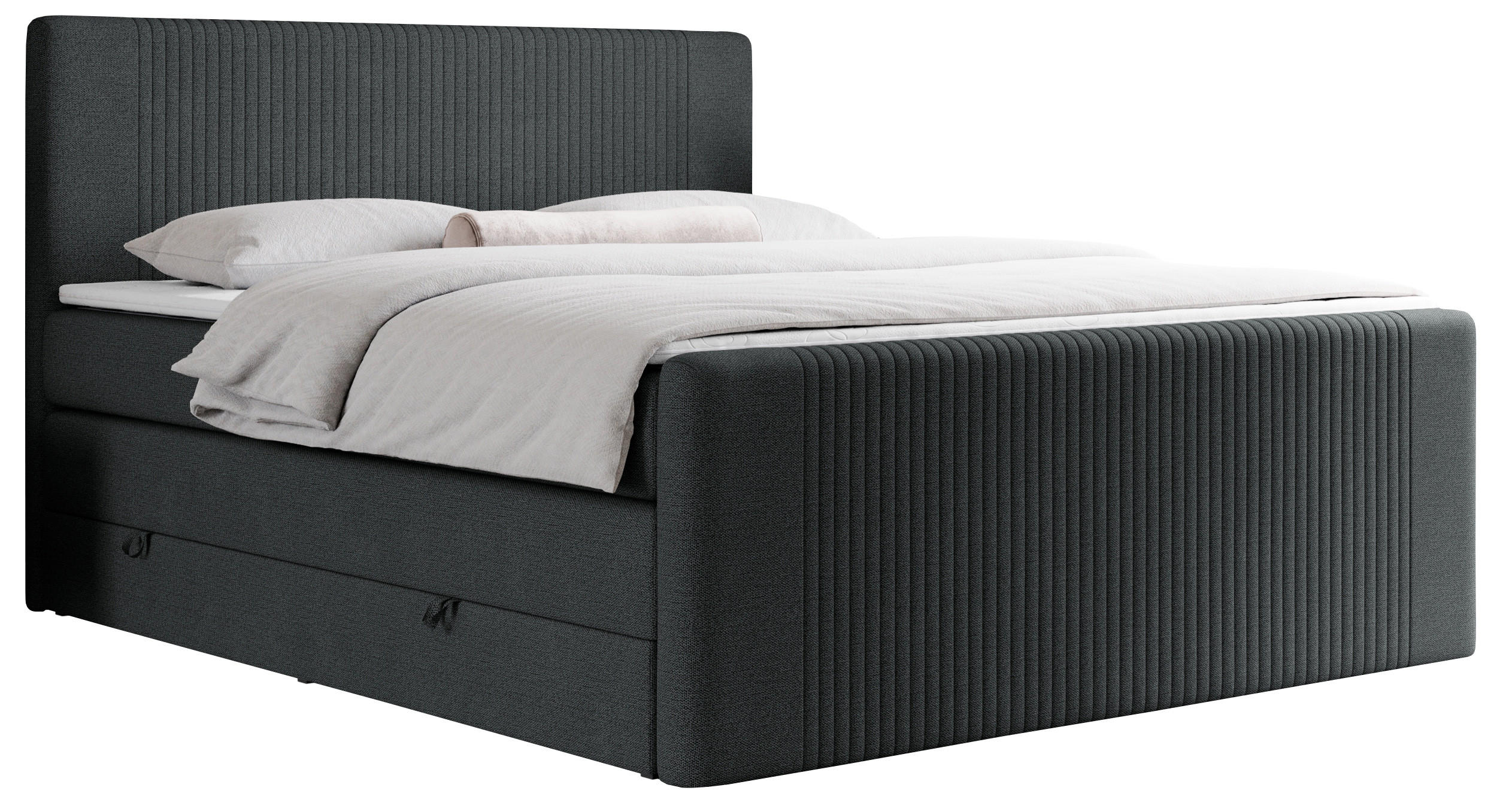 BOXSPRINGBETT KING DOREN 160/200 Dunkelgrau Struktur - H3 - Dunkelgrau, Holz/Textil (160/200cm) - MKS