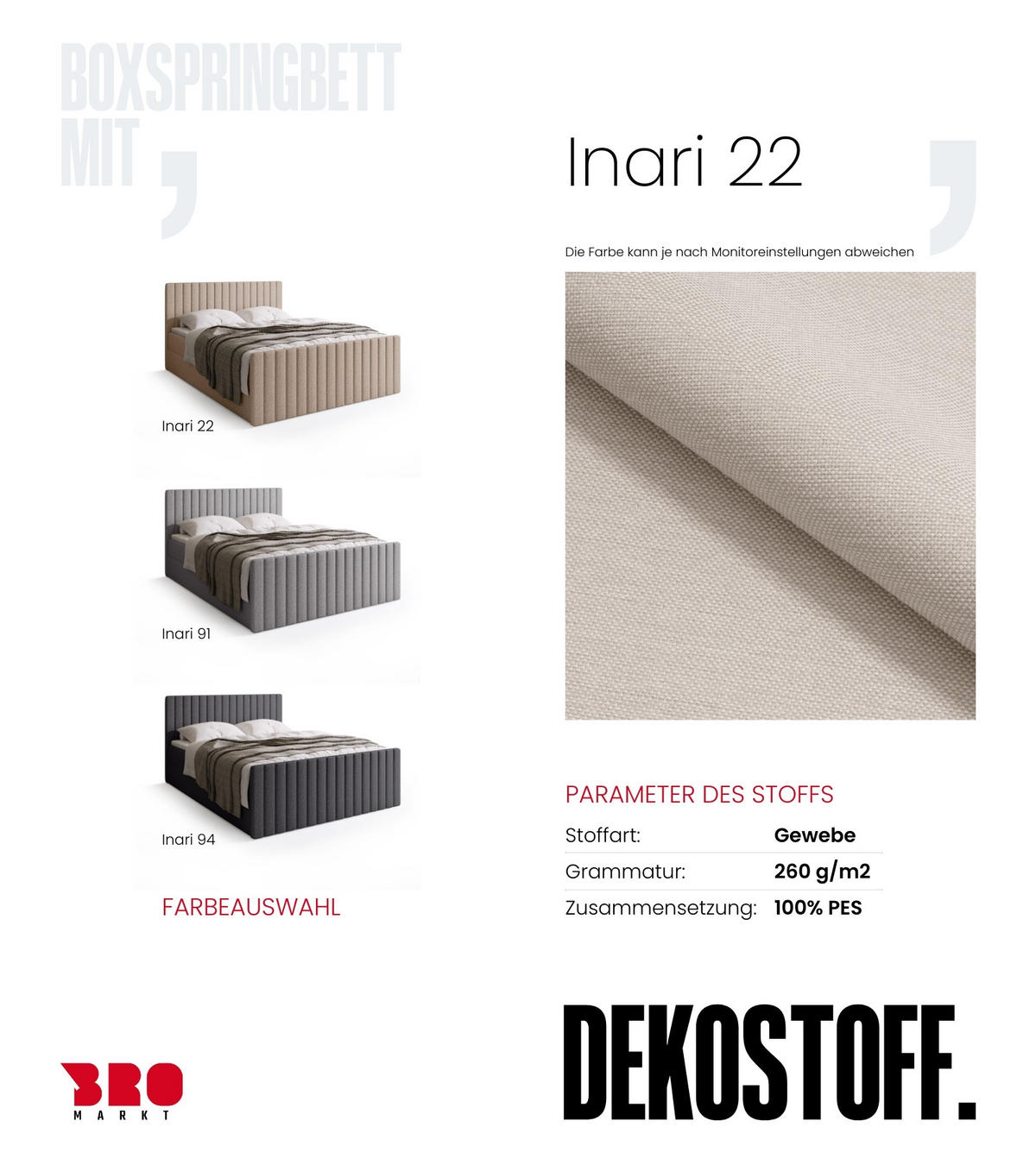 BOXSPRINGBETT Dream Duo mit Topper 140/200 Creme - Creme, Kunststoff (140/200cm) - Bromarkt