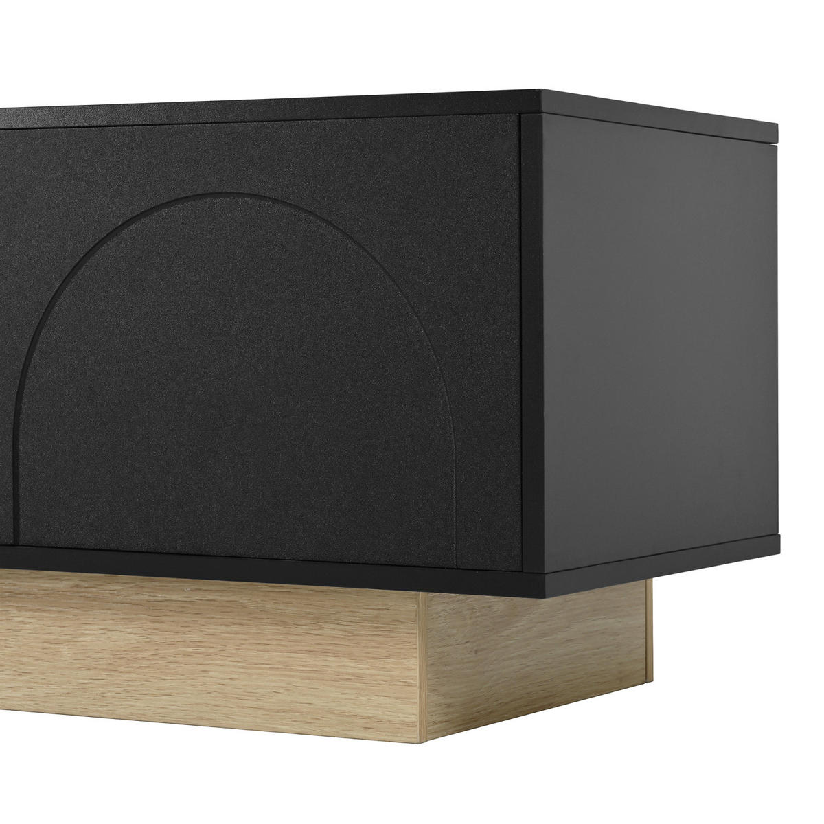 TV-LOWBOARD 175 x 40 x 41,5 cm aus MDF, Holzoptik, 4 Türen, Kabelmanagement, gebogen, Schwarz - Schwarz, Holzwerkstoff (175/41/40cm)