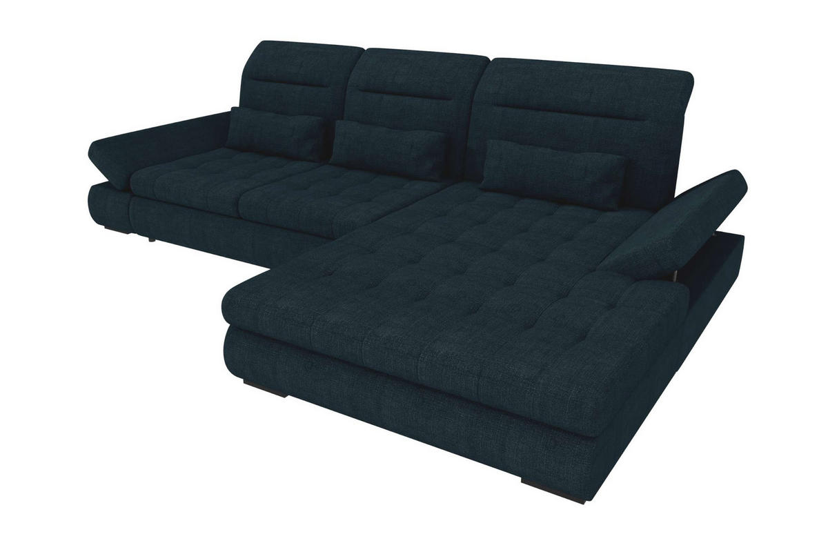 ECKSOFA Toscana Plus Velours inkl. Schlaffunktion - Dunkelblau, Textil (300/179cm) - 99rooms