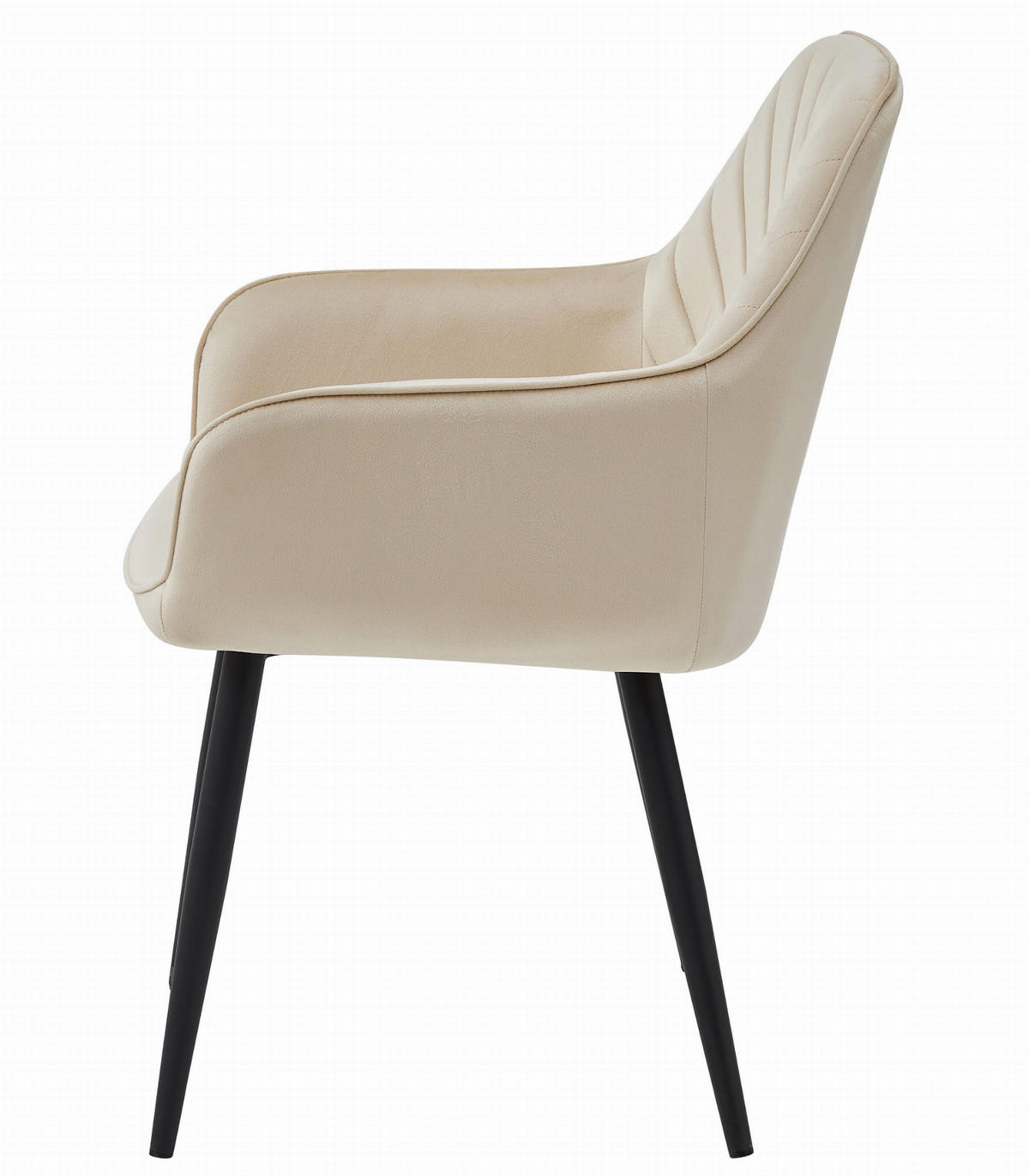 STUHL NEMI 6-er Set, Beige, Schwarz, mit Samtstoff gepolstert - Beige, Textil/Metall (54/84/61cm) - Komodee