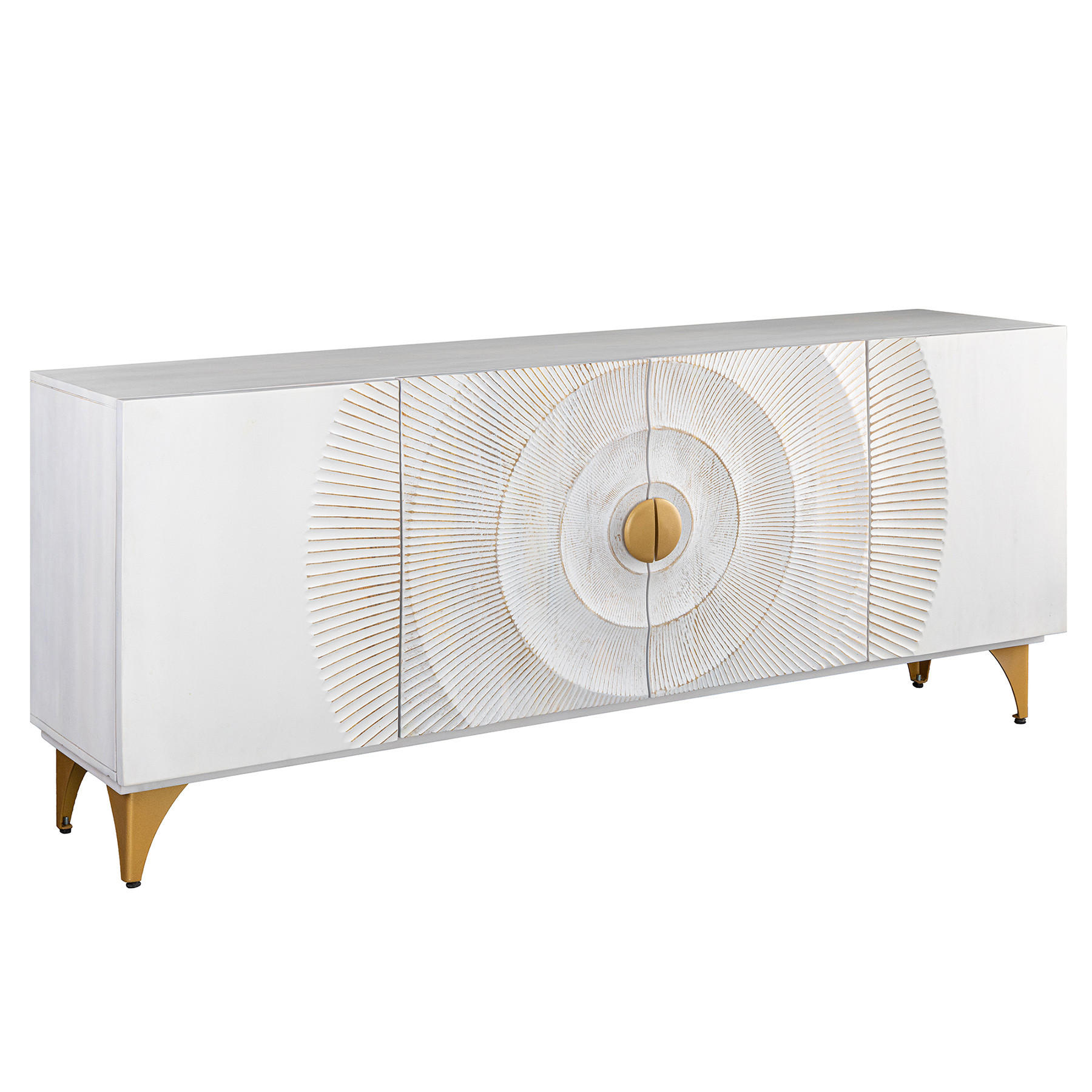 SIDEBOARD GOLDEN SUNSET Mango Weiß 180 cm - Goldfarben/Weiß, Holz/Metall (177/77/38cm) - riess-ambiente