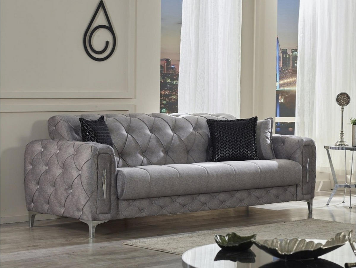 3-SITZER SOFA Patna Grau - Grau, Holzwerkstoff/Kunststoff (240/85/100cm)