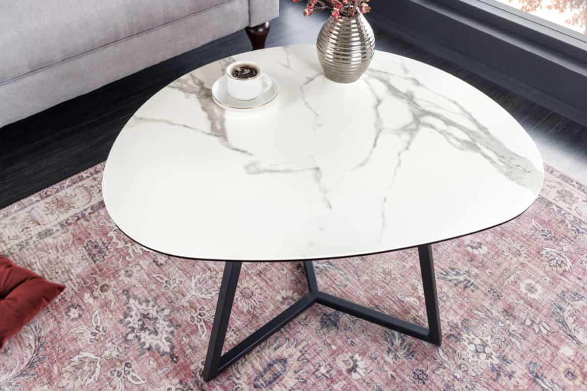 COUCHTISCH MARVELOUS Marmor rechteckig Weiß 70cm - Goldfarben/Weiß, Glas/Keramik (55/70/45cm) - riess-ambiente