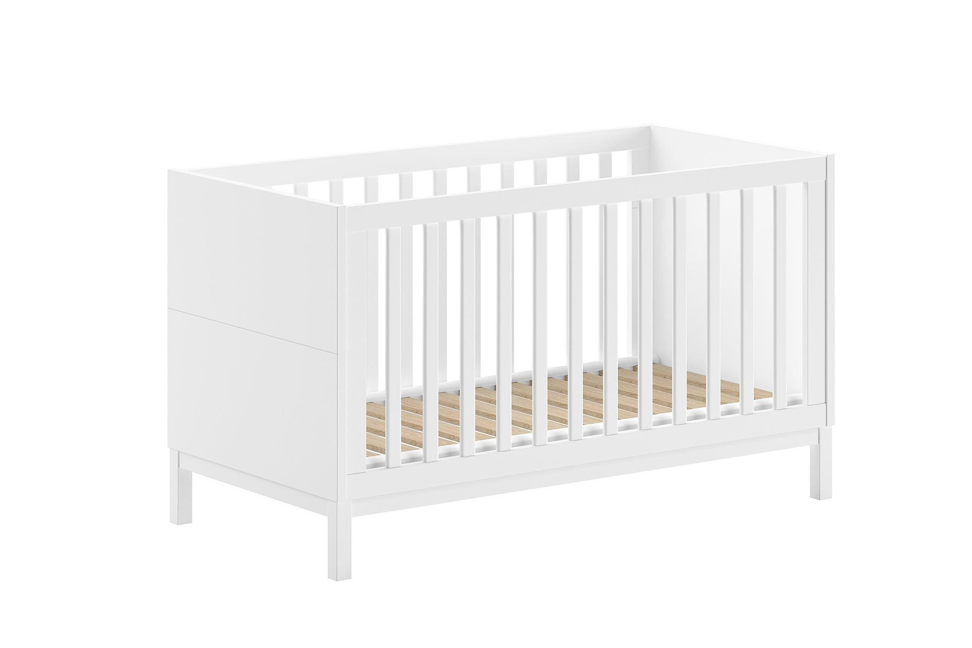 BABYBETT Keely 70x140 Kiefer MDF weiß höhenverstellbar - Weiß, Holz (70/140cm) - 58aufmkessel