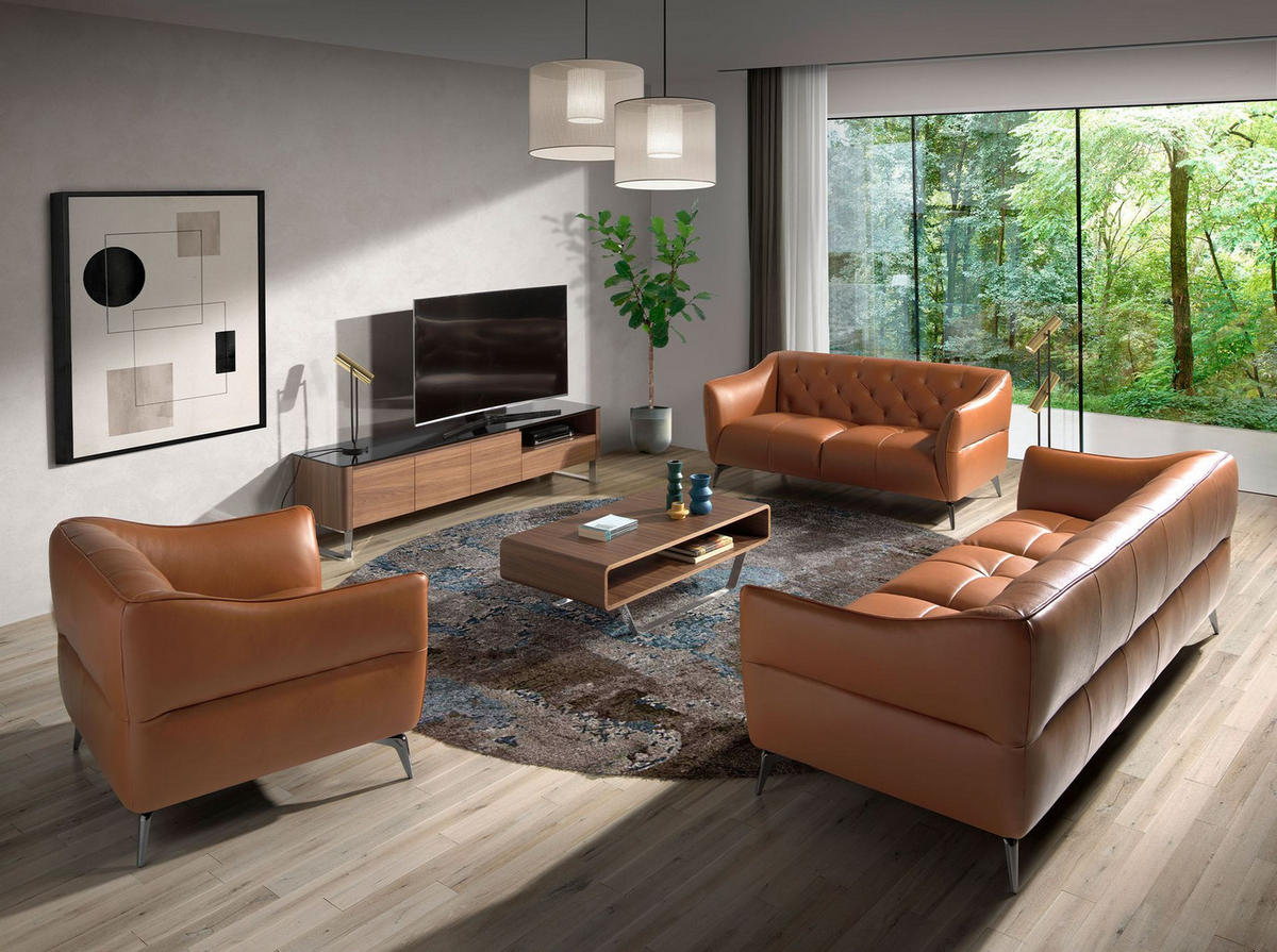 CHESTER Sessel Leder braun Erde Ton - Edelstahlfarben/Dunkelbraun, Leder/Metall (103/77/95cm) - ANGEL CERDA