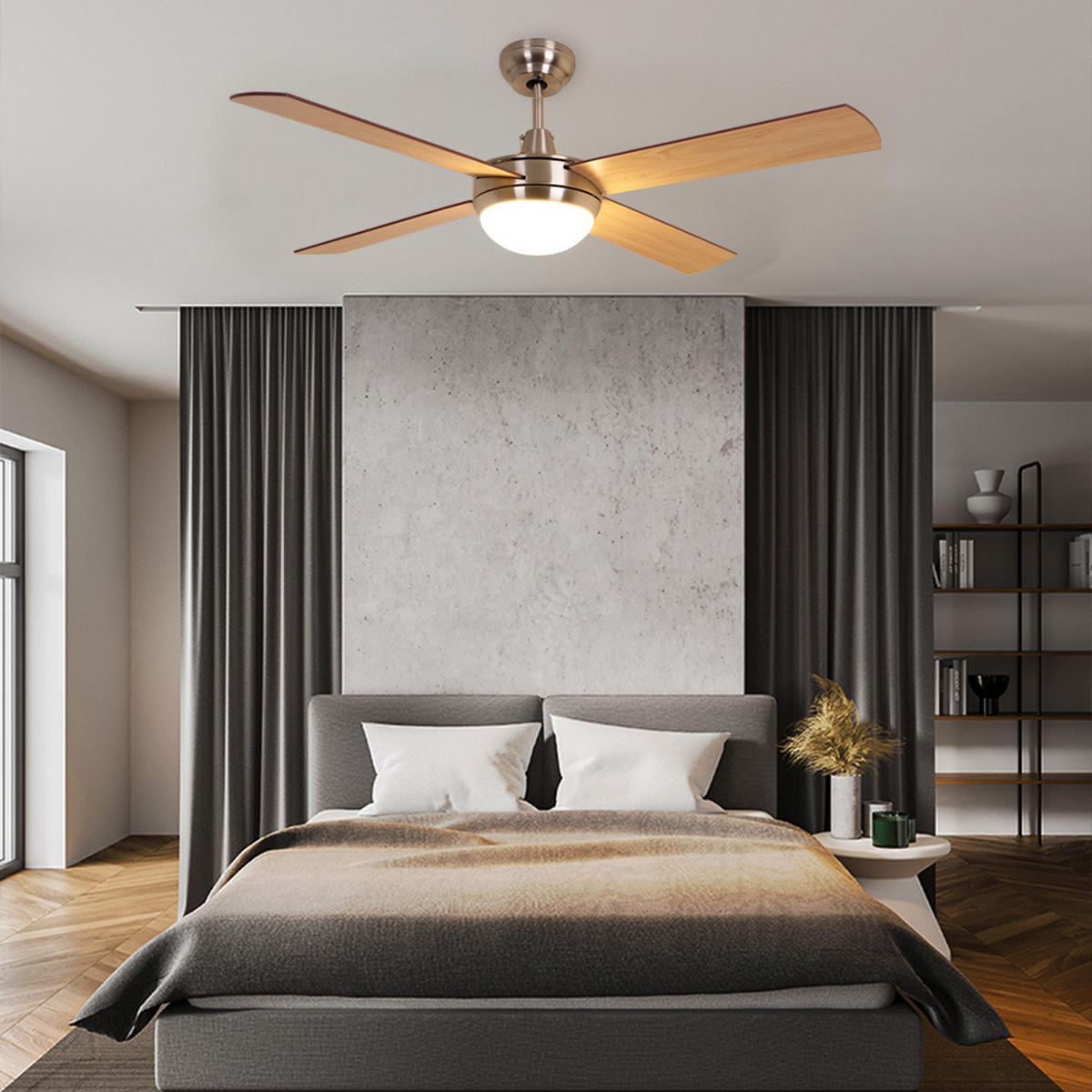 LED DECKENLEUCHTE Ventilator Silber Sperrholz - Silberfarben, Kunststoff (132/132/41cm)