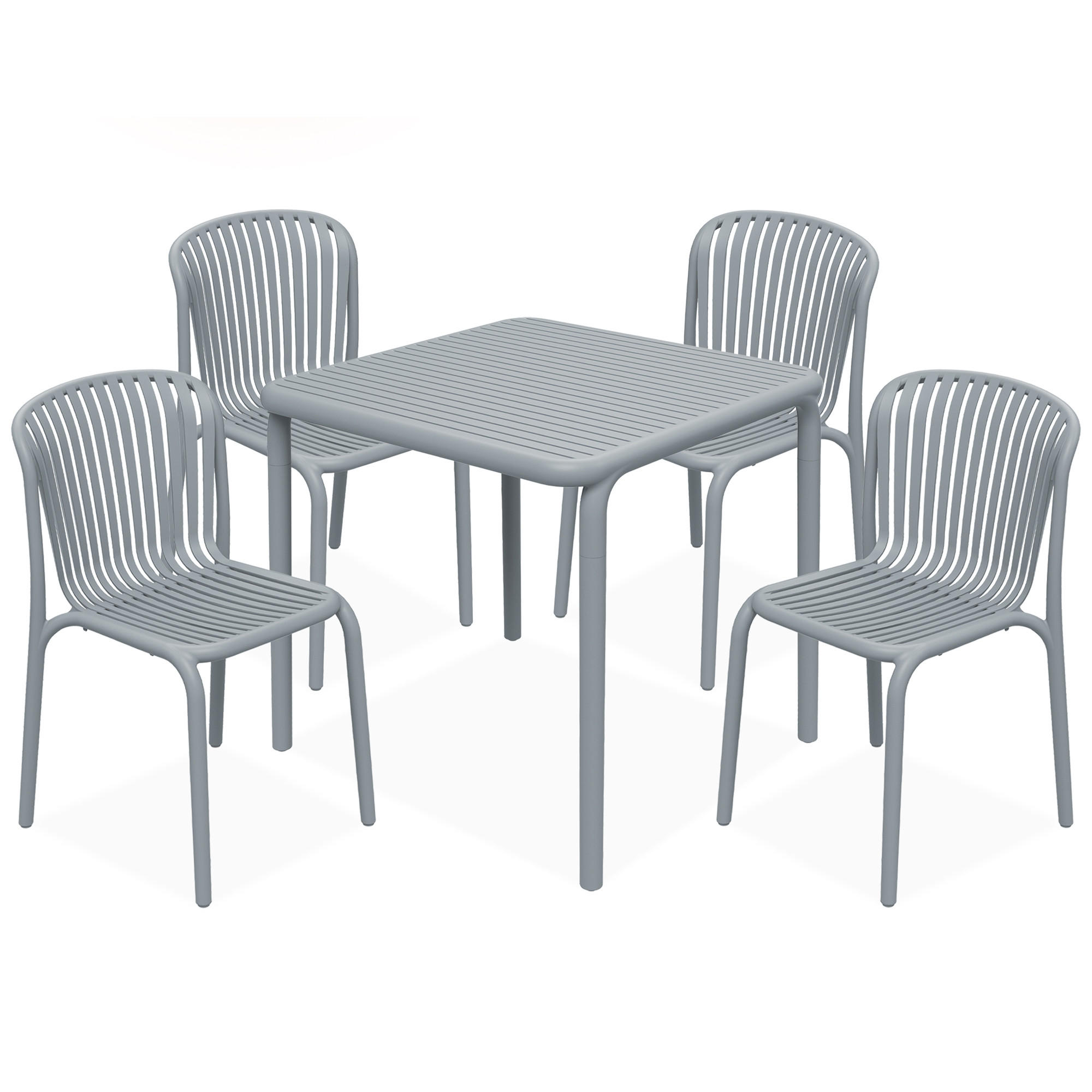 GARTEN ESSGRUPPE FICCARI, Gartenmöbel-Set 5-tlg, Grau - Grau, Kunststoff - KONSIMO®