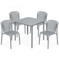 GARTEN ESSGRUPPE FICCARI, Gartenmöbel-Set 5-tlg, Grau - Grau, Kunststoff - KONSIMO®