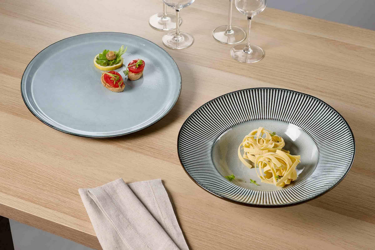 PIZZA & PASTA SET Salerno grau 8er Set - Grau, Keramik (1/1/1cm) - Ritzenhoff Breker