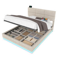 BETT mit Stauraum 140x200 cm Samt Beige - Beige, Metall (140/200cm) - Meubliv