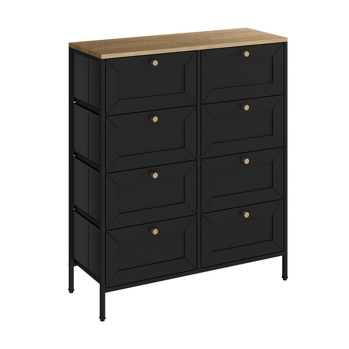 KOMMODE Belaro Schwarz 80 x 95 cm mit 8 Schubladen - Schwarz, Holzwerkstoff (80/95/30cm) - Vicco