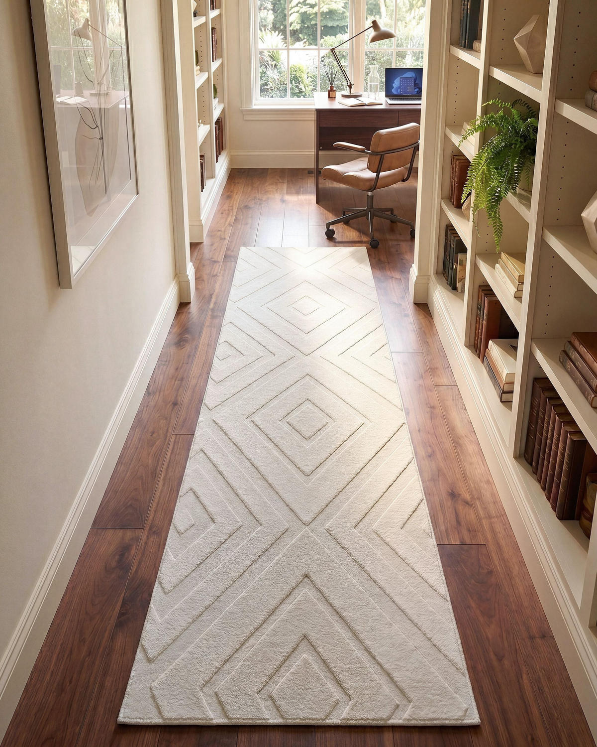 KOBEREC Krémově bílý 80/300 cm Borah - bílá/krémová, textil (80/300cm) - Beliani