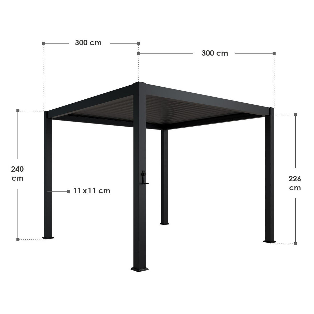 PERGOLA/ LAMELLENDACH Tahiti 3x3 m anthrazit - Anthrazit, Metall (300/240/300cm) - Juskys