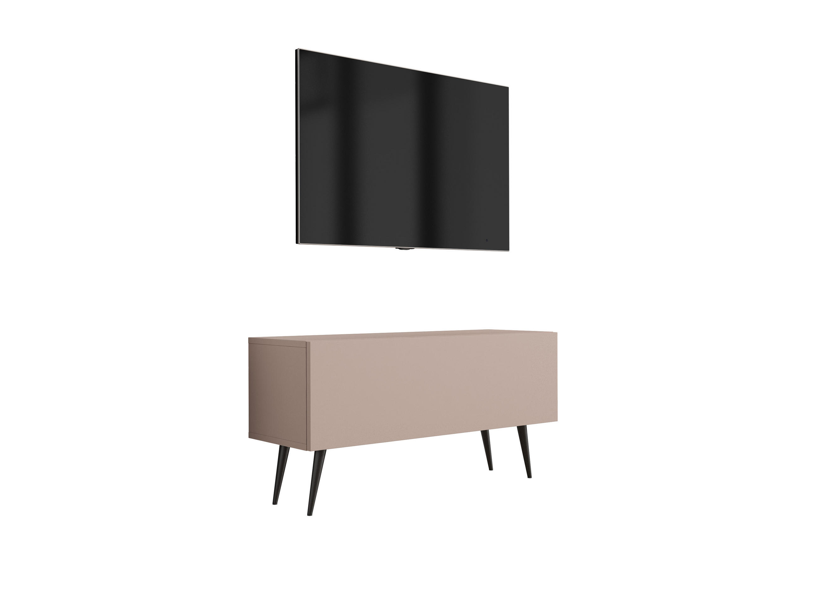 TV-SCHRANK : Karamellbraun, 100 x 52 x 32 cm, schwarze Beine - Schwarz/Braun, Holzwerkstoff/Metall (100/52/32cm) - 3XE LIVING