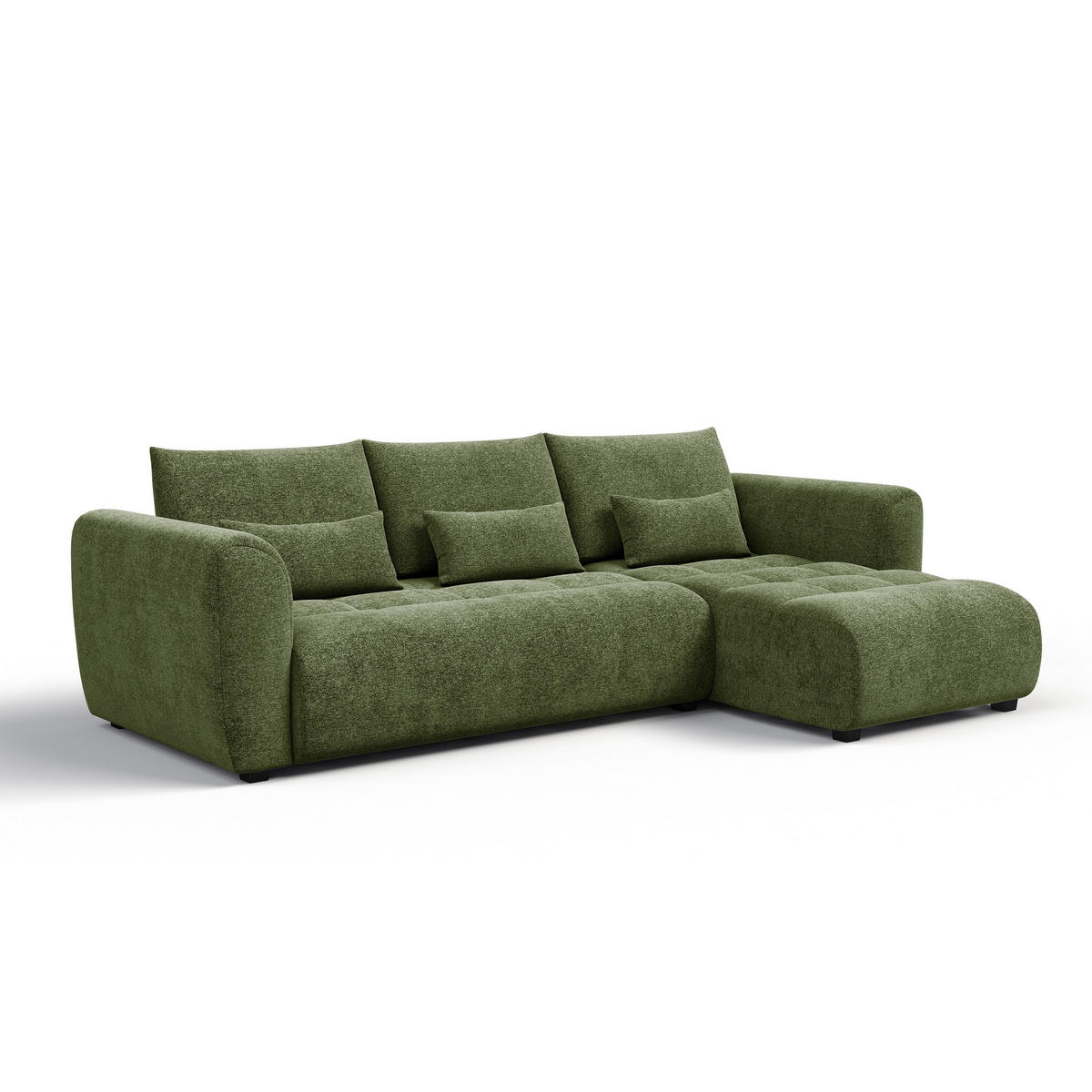 ECKSOFA SORENO 4-Sitzer, dunkelgrün - Dunkelgrün/Schwarz, Holz/Textil (293/171cm) - Courtois Laville