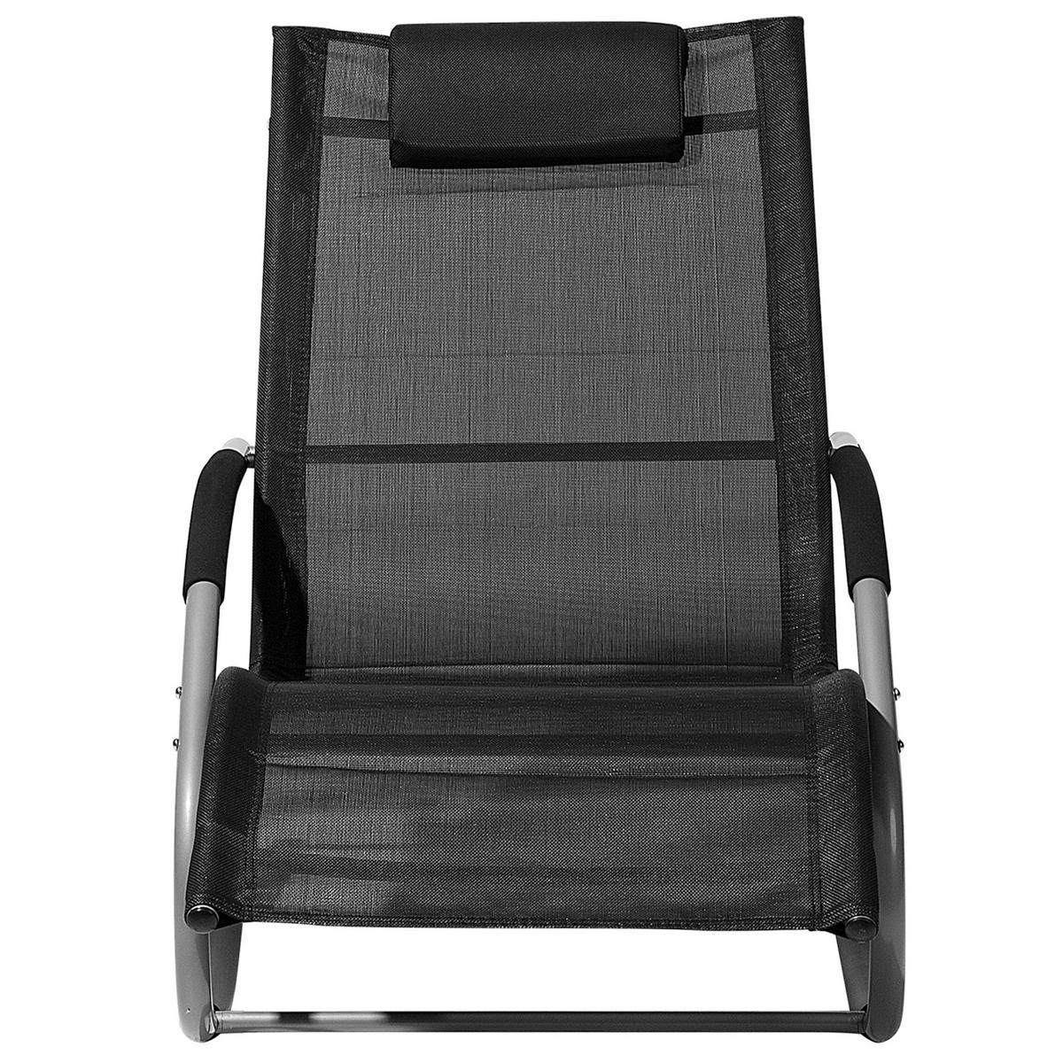 GARTENLIEGE Schaukelfunktion Schwarz Carano - Schwarz, Metall (63/84/149cm) - Beliani