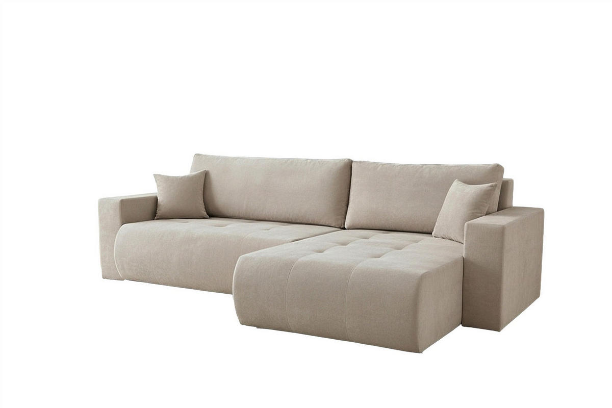 ECKSOFA Armari Mit Schlaffunktion - Beige, Holzwerkstoff/Textil (154/277cm) - Fun Möbel