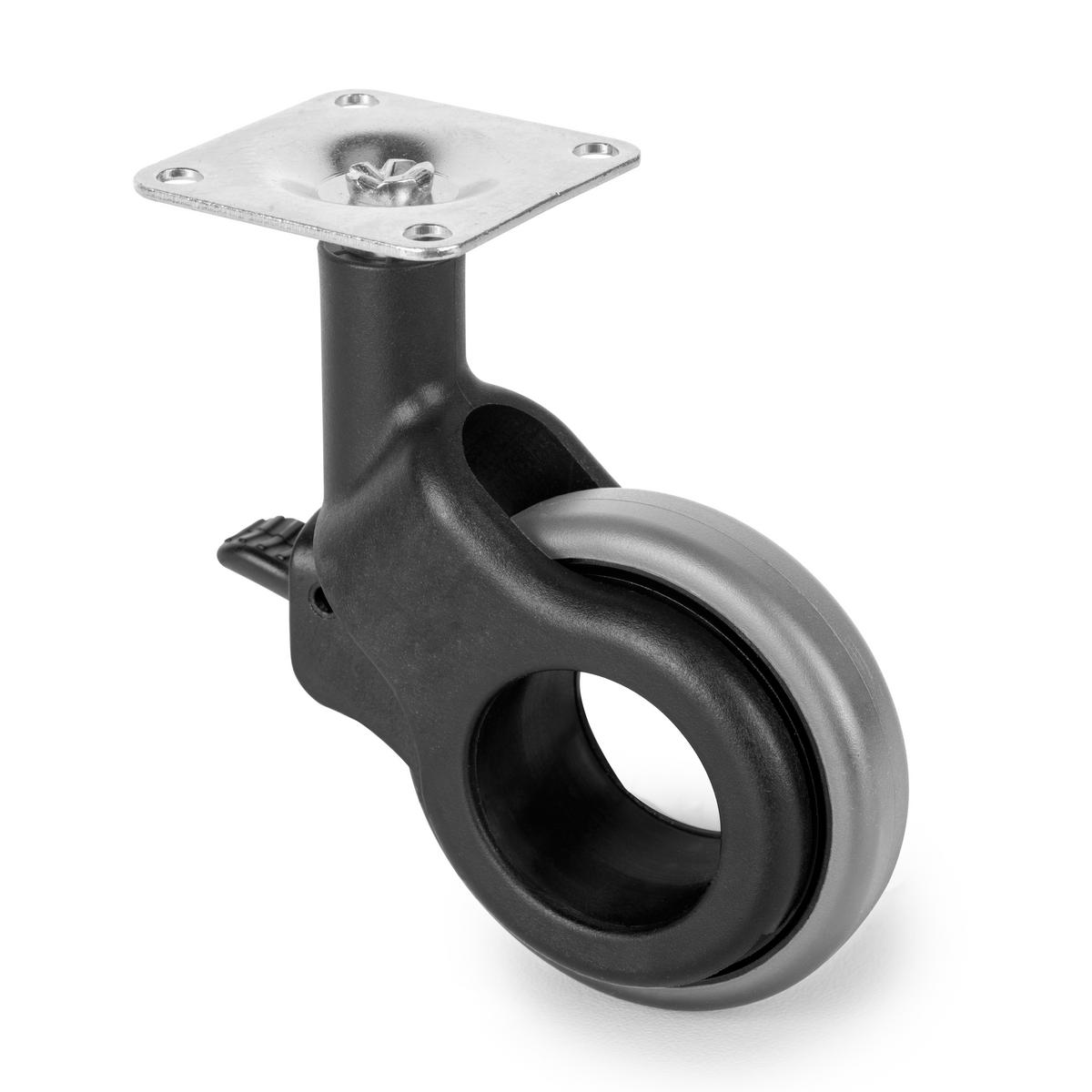 ROLLEN Hole 2 mit Montageplatte, Durchmesser 60mm, Stahl und Kunststoff, Kunststoff grau 4er-set - Grau, Metall (12/12/18.5cm) - EMUCA