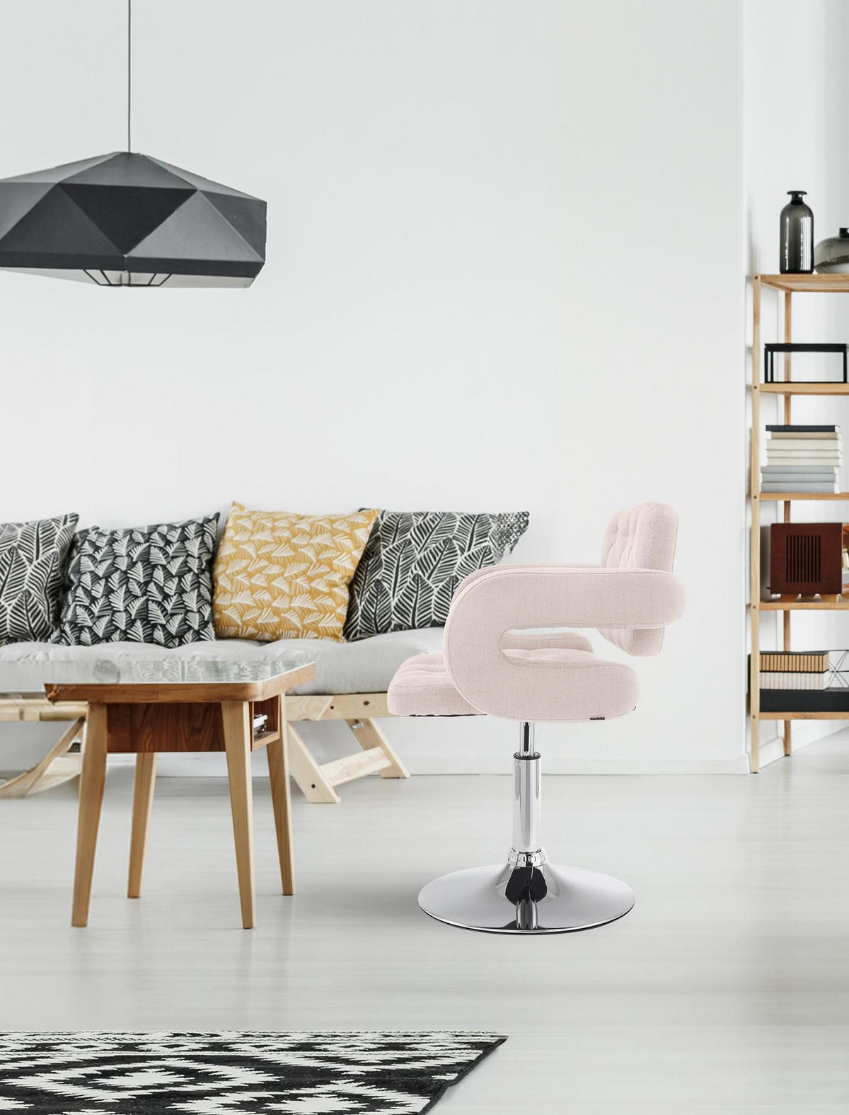 DREHSTUHL Stoff beige - Chromfarben/Beige, Textil/Metall (62/76/55cm) - CLP