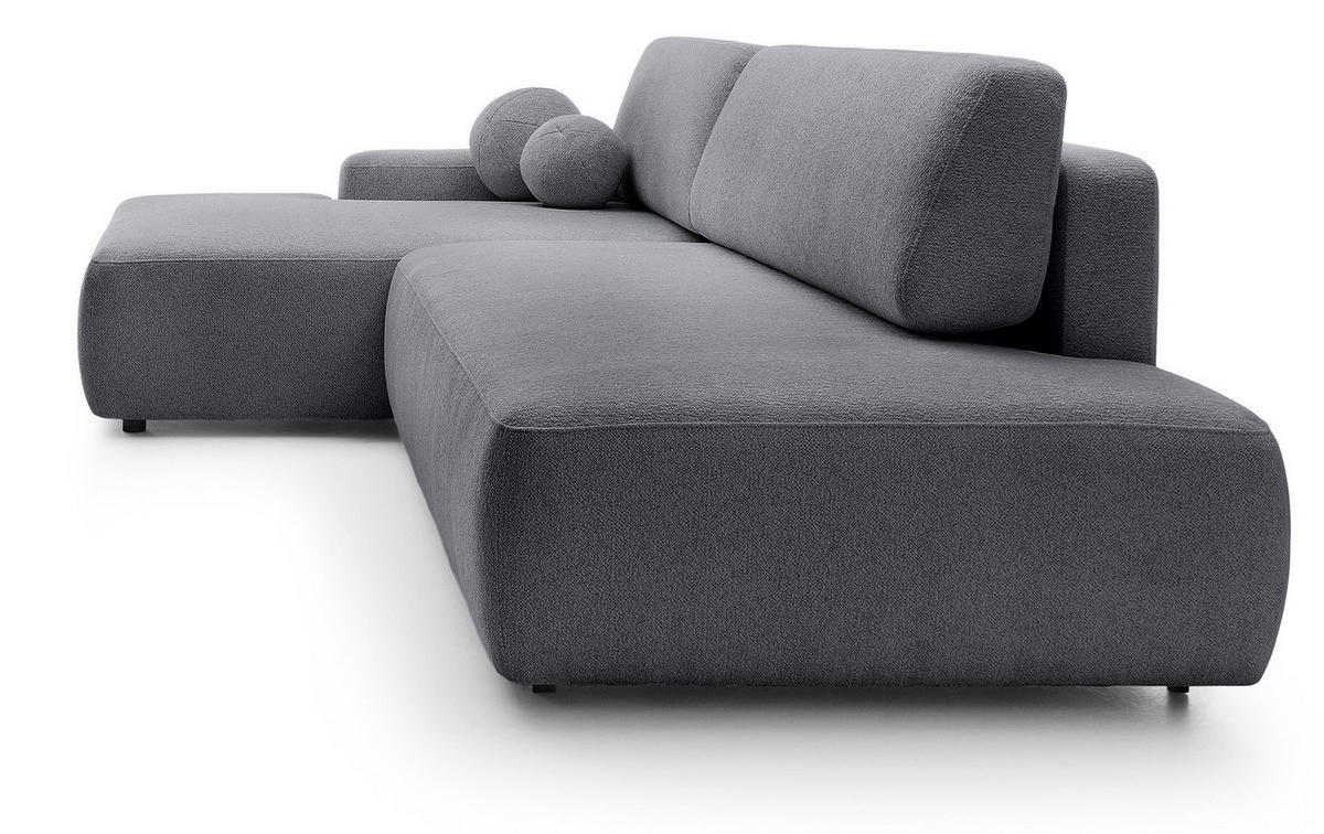 ECKSOFA 275 cm mit Schlaffunktion Orea O, Links, Dunkelgrau - Dunkelgrau, Holz (276/164cm) - Emporius