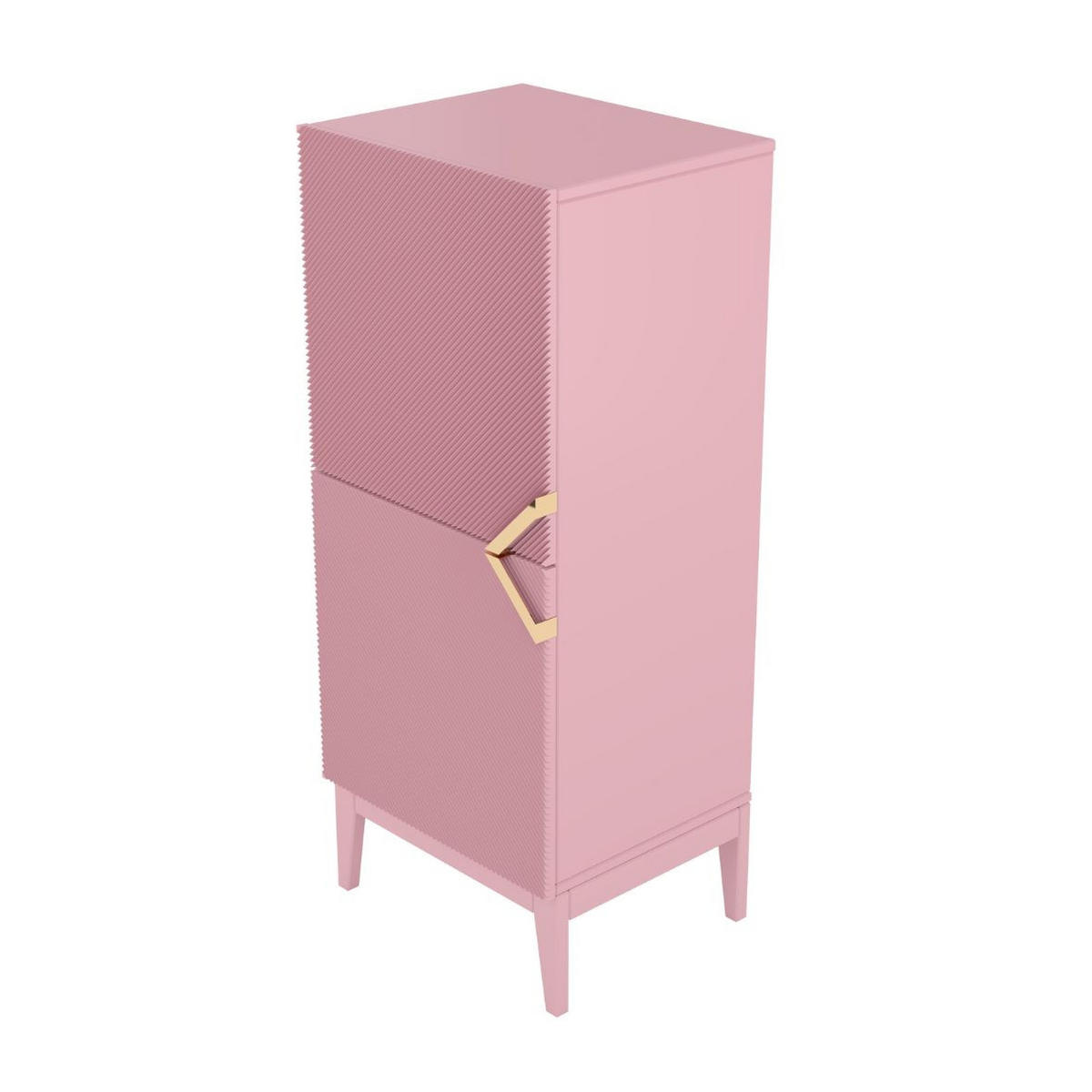 HIGHBOARD Demi 2D High, Pink-Gold, Mit Gefrästen Fronten, Massive Buche - Rosa, Holz/Holzwerkstoff (50.5/120.5/42cm) - Visby