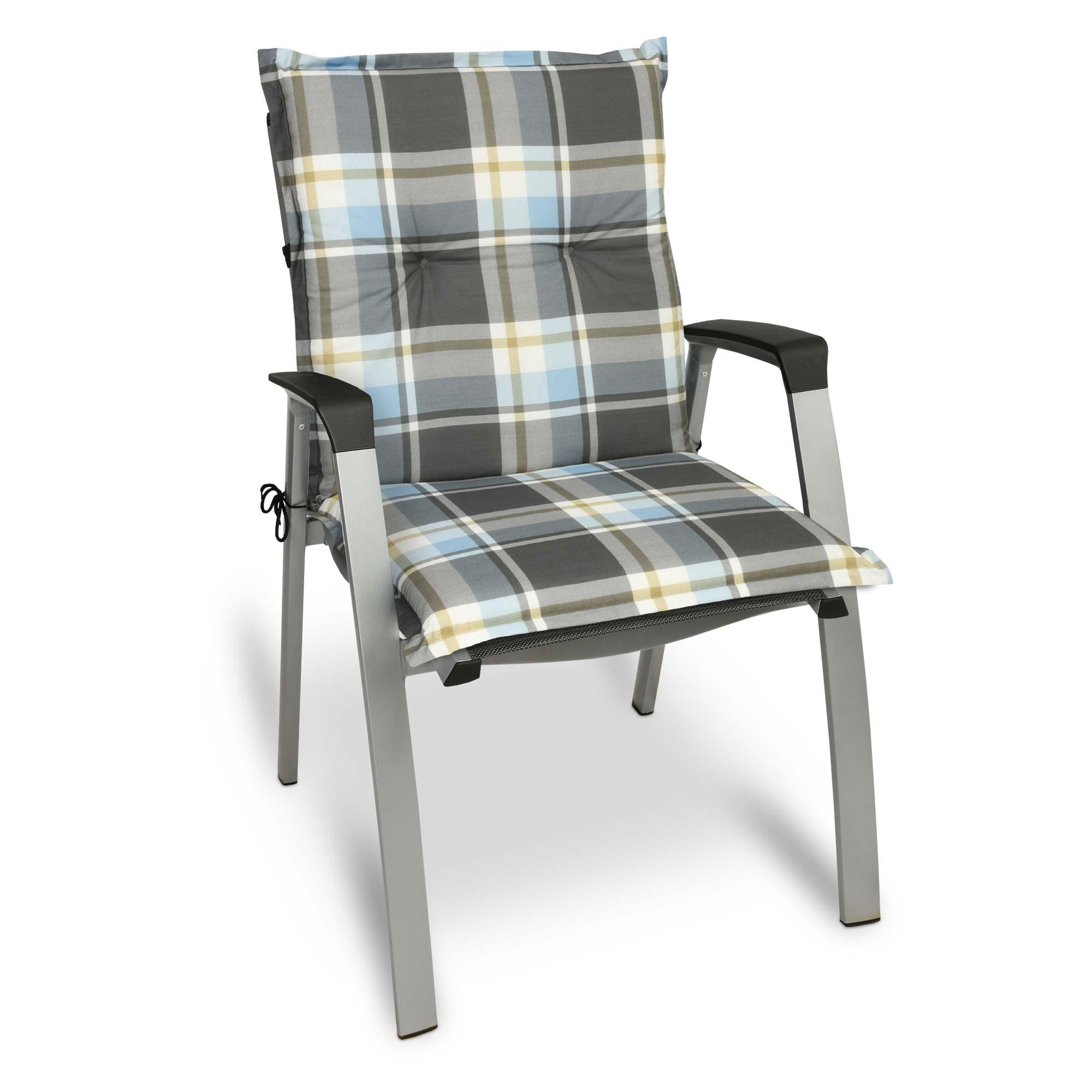 NIEDERLEHNERAUFLAGE Sunny BK 100/50/6cm Blau-Kariert 4tlg - Blau, Textil (50/6/100cm) - Beautissu 