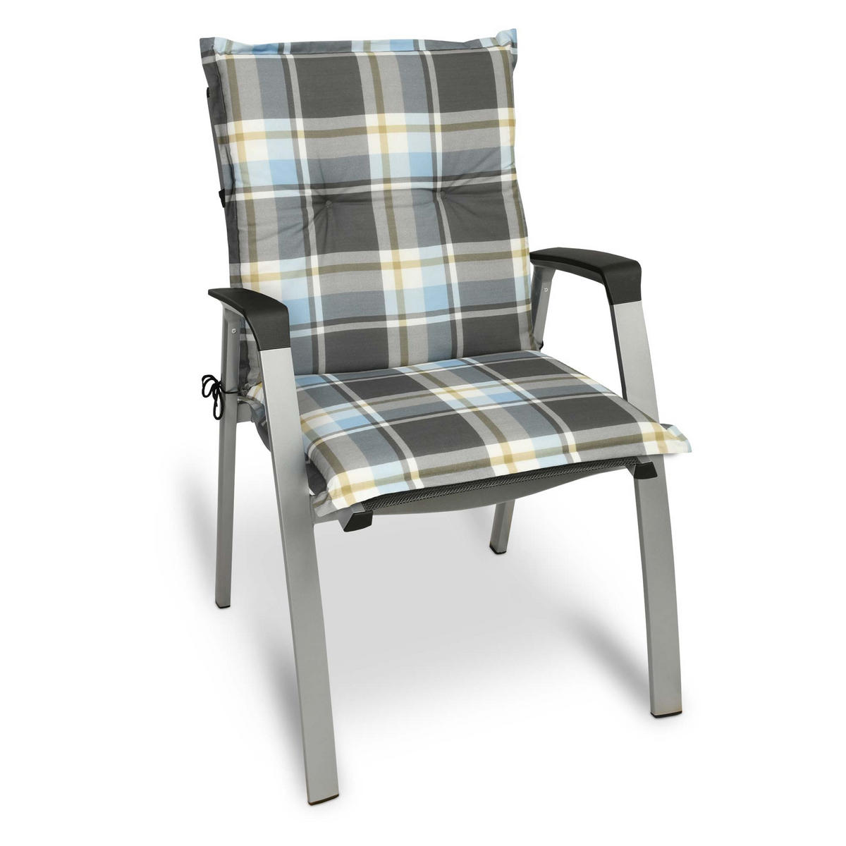 NIEDERLEHNERAUFLAGE Sunny BK 100/50/6cm Blau-Kariert 4tlg - Blau, Textil (50/6/100cm) - Beautissu 