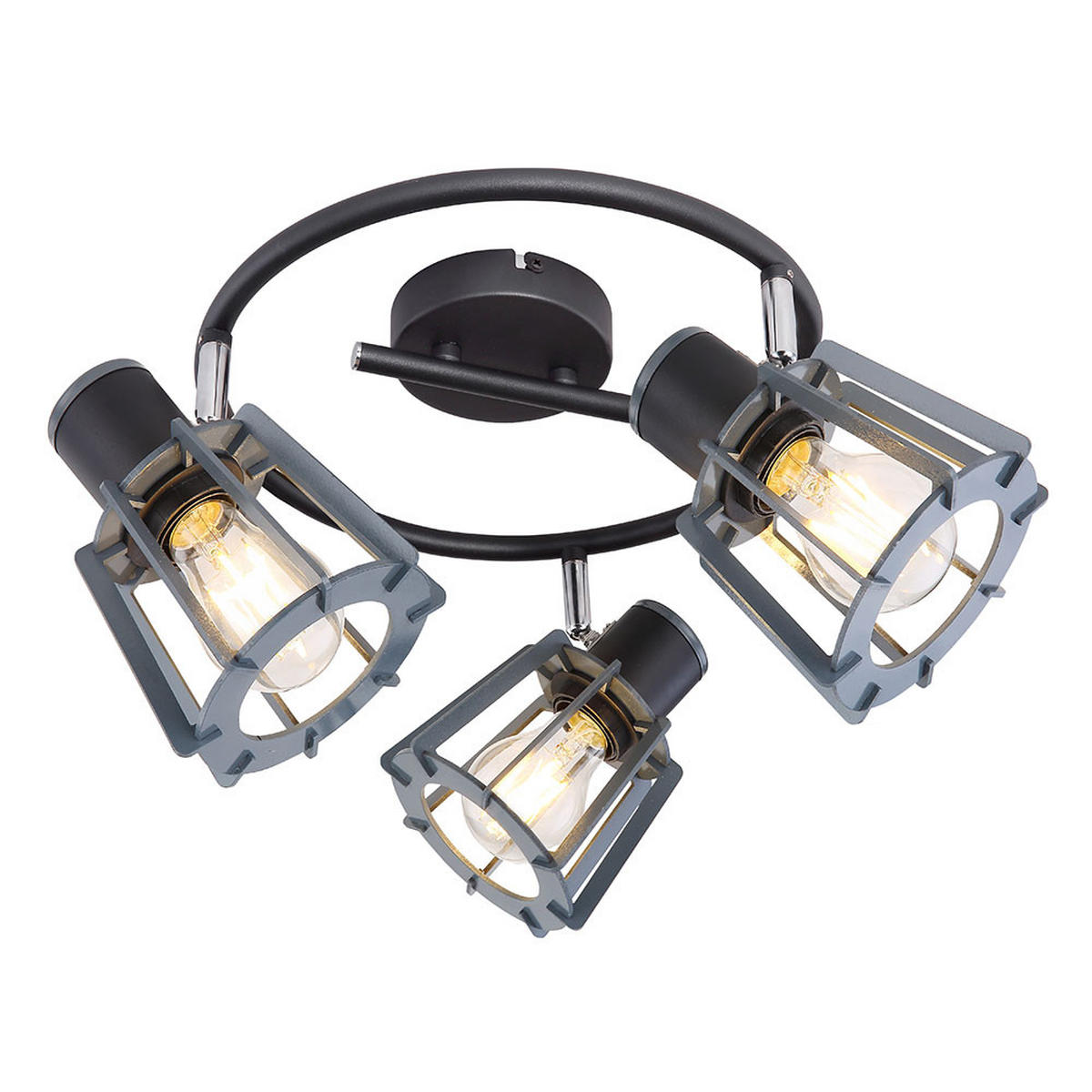 LED DECKENLEUCHTE Metall Holz Schwarz 3-Flammig - Schwarz, Holz (28/28/18cm)