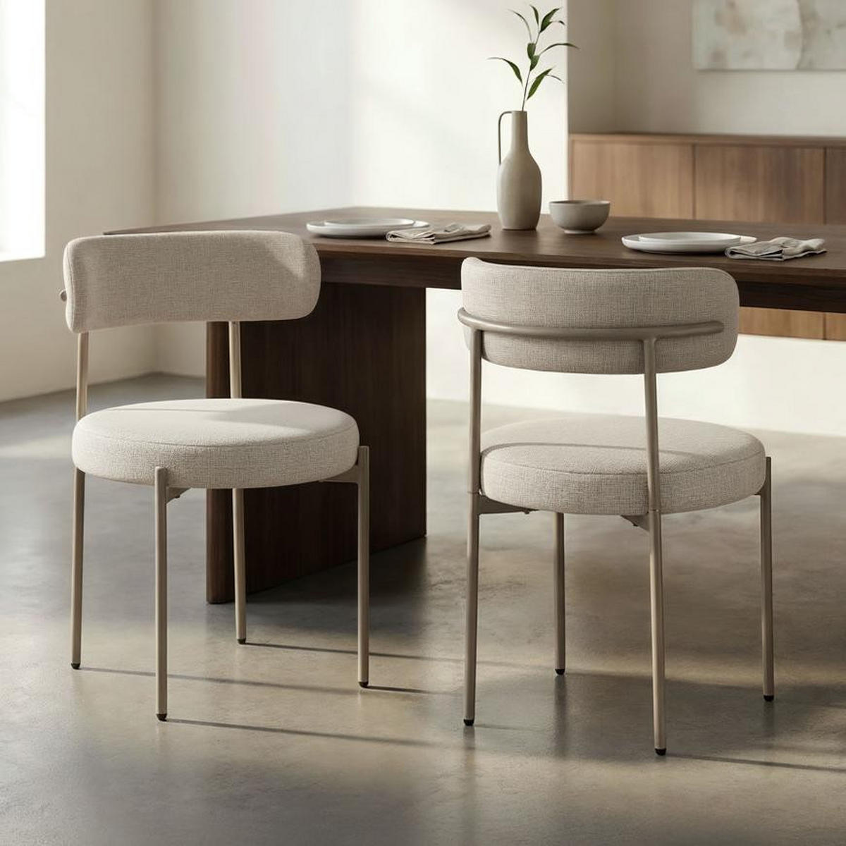 STÜLE 2er-Set Gaby modernen aus beige Chenillegewebe - Beige, Textil/Metall (51/79.5/51cm) - Sicaan