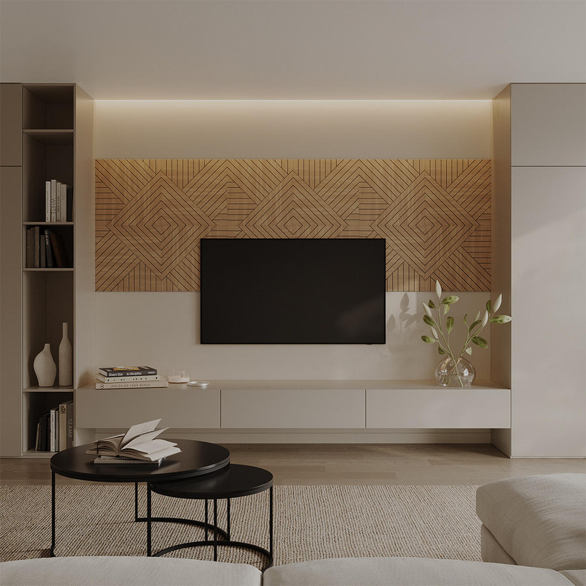 WANDPANEEL Eiche 8 Stück, Rechts - Eichefarben, Holzwerkstoff (52/52/0.8cm) - Vicco