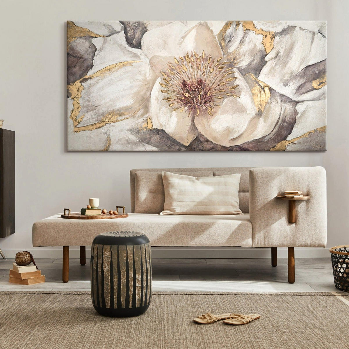 GEMÄLDE Malve auf Keilrahmen 200x100 cm - Braun, Holz (200/100cm) - YS-art gallery