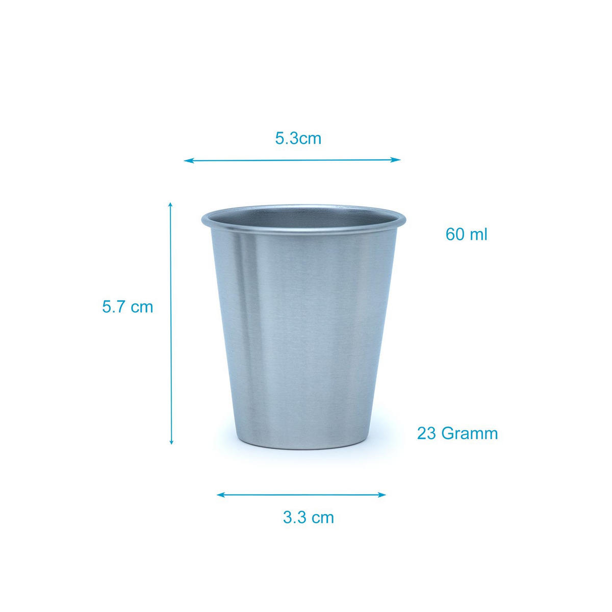 CAMPING BECHER SET Edelstahl - Silberfarben, Metall (0.085L) - Intirilife
