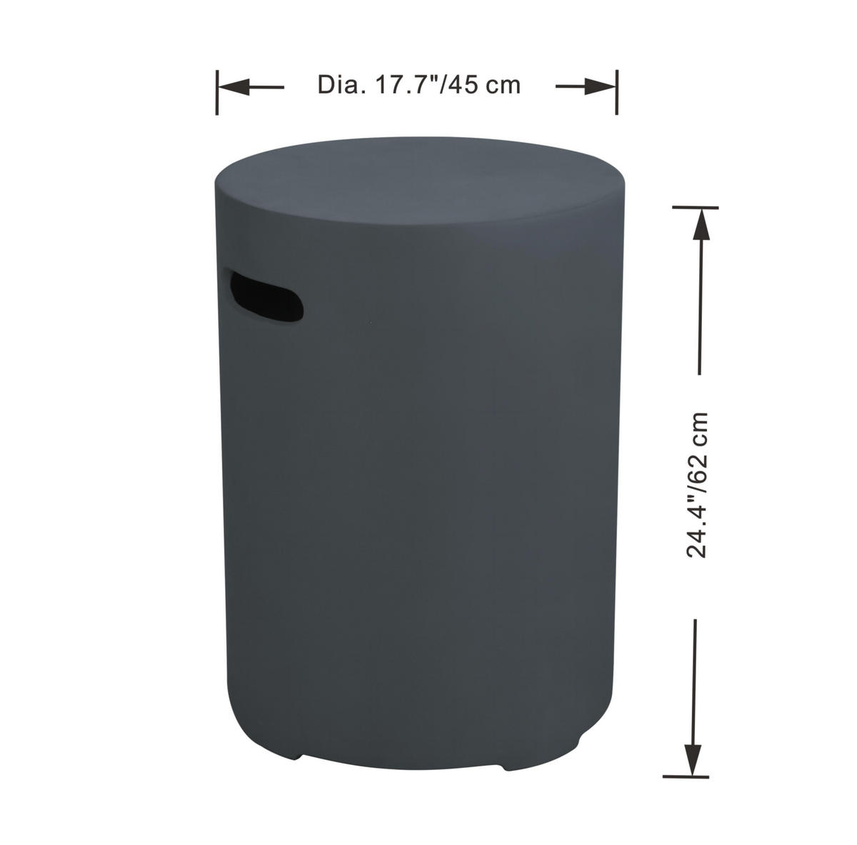 ABDECKUNG für 11 kg Gasflaschen in Beton-Optik rund dunkelgrau - Dunkelgrau, Stein (51/69/51cm) - Elementi