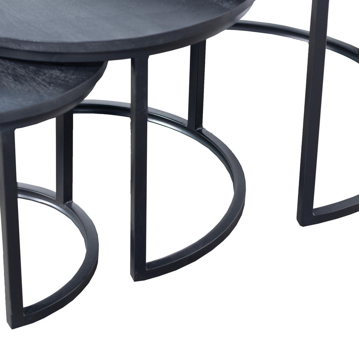 COUCHTISCH 3er-Set aus Mangoholz, schwarz - Schwarz, Metall (75/75/48cm) - Giga Meubel