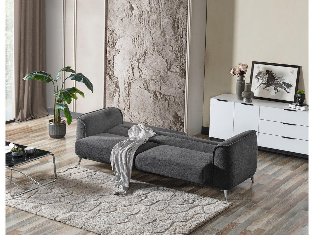 SITZGARNITUR Acapulco, Anthrazit Stellvariante 3+2+1 - Anthrazit, Holzwerkstoff/Kunststoff (237/87/98cm)