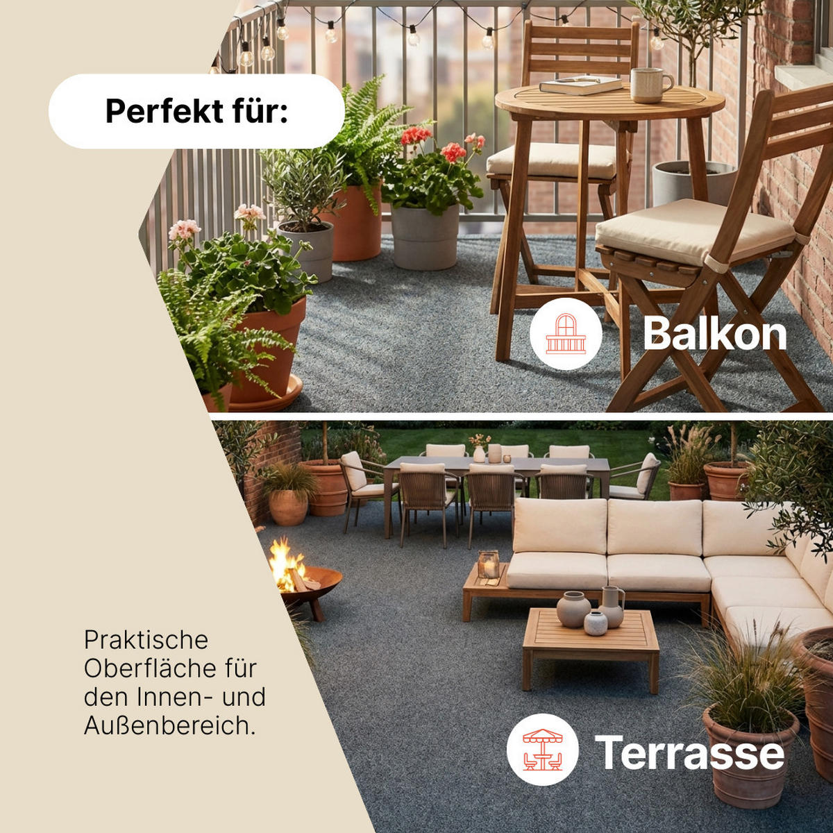 KUNSTRASEN Magic Forest 6,5 mm – Rasenteppich für Balkon, Terrasse & Garten, wetterfest 300/350 cm - Grau, Textil (300/350cm) - Tapiso